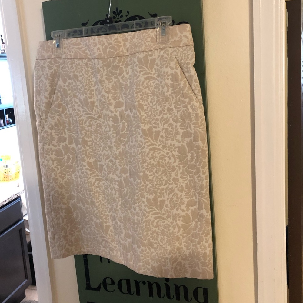Beige and off white pencil skirt.
